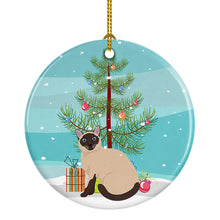 Load image into Gallery viewer, Siamese Traditional Cat Merry Christmas Ornament - Round Ceramic Ornament – Artist-Designed Keepsake Decoration