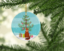 Load image into Gallery viewer, Somali Cat Merry Christmas Ornament - Round Ceramic Ornament – Artist-Designed Keepsake Decoration