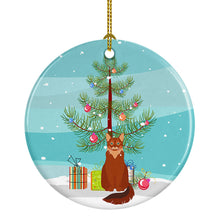 Load image into Gallery viewer, Somali Cat Merry Christmas Ornament - Round Ceramic Ornament – Artist-Designed Keepsake Decoration