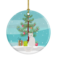 Load image into Gallery viewer, Turkish Angora Cat Merry Christmas Ornament - Round Ceramic Ornament – Artist-Designed Keepsake Decoration