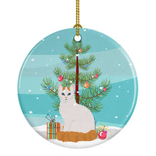 Load image into Gallery viewer, Turkish Van Cat Merry Christmas Ornament - Round Ceramic Ornament – Artist-Designed Keepsake Decoration