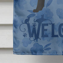 Load image into Gallery viewer, Black Cornish Rex Cat Welcome Flag Canvas House Size CK4863CHF