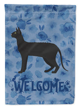 Load image into Gallery viewer, Black Cornish Rex Cat Welcome Flag Canvas House Size CK4863CHF