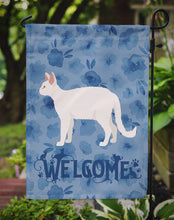 Load image into Gallery viewer, White Devon Rex Cat Welcome Garden Flag - Outdoor Decorative Yard Flag CK4868GF