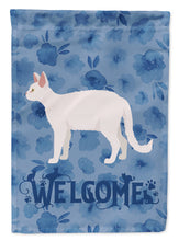 Load image into Gallery viewer, White Devon Rex Cat Welcome Garden Flag - Outdoor Decorative Yard Flag CK4868GF