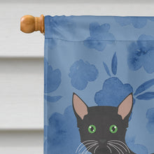 Load image into Gallery viewer, Black German Rex Cat Welcome Flag Canvas House Size CK4892CHF