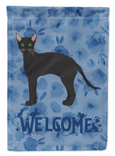 Load image into Gallery viewer, Black German Rex Cat Welcome Flag Canvas House Size CK4892CHF