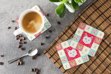 Load image into Gallery viewer, Khao Manee Cat Love Coasters - Set of 4 Lightweight Foam, Absorbent Drink Coasters  CK5123FC