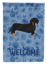 Load image into Gallery viewer, Black and Tan Dachshund Welcome Flag Canvas House Size CK6075CHF