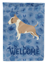 Load image into Gallery viewer, Fawn and White Bull Terrier Welcome Garden Flag – Decorative Outdoor Yard Flag CK6232GF