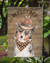Load image into Gallery viewer, Australian Shepherd Cowboy Dog Welcome Garden Flag – Western-Style Dog with Hat &amp; Sunglasses CK6278GF