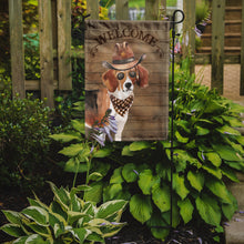 Load image into Gallery viewer, Beagle Cowboy Dog Welcome Garden Flag – Western-Style Dog with Hat &amp; Sunglasses CK6282GF