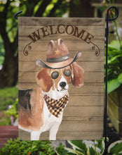 Load image into Gallery viewer, Beagle Cowboy Dog Welcome Garden Flag – Western-Style Dog with Hat &amp; Sunglasses CK6282GF