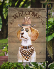 Load image into Gallery viewer, Beagle #2 Cowboy Dog Welcome Garden Flag – Western-Style Dog with Hat &amp; Sunglasses CK6283GF