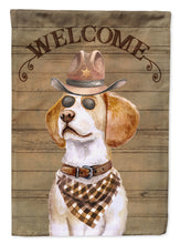 Load image into Gallery viewer, Beagle #2 Cowboy Dog Welcome Garden Flag – Western-Style Dog with Hat &amp; Sunglasses CK6283GF