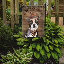 Load image into Gallery viewer, Boston Terrier Cowboy Dog Welcome Garden Flag – Western-Style Dog with Hat &amp; Sunglasses CK6291GF