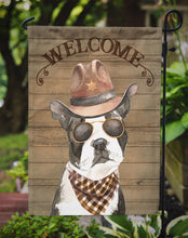 Load image into Gallery viewer, Boston Terrier Cowboy Dog Welcome Garden Flag – Western-Style Dog with Hat &amp; Sunglasses CK6291GF