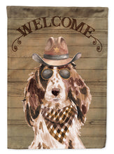 Load image into Gallery viewer, Cocker Spaniel Cowboy Dog Welcome Garden Flag – Western-Style Dog with Hat &amp; Sunglasses CK6296GF