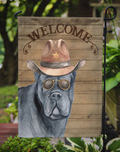 Load image into Gallery viewer, Cane Corso Cowboy Dog Welcome Garden Flag – Western-Style Dog with Hat &amp; Sunglasses CK6300GF