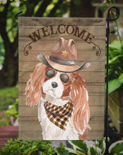 Load image into Gallery viewer, Cavalier King Charles Spaniel Cowboy Dog Welcome Garden Flag – Western-Style Dog with Hat &amp; Sunglasses CK6302GF