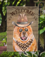 Load image into Gallery viewer, Chow Chow Cowboy Dog Welcome Garden Flag – Western-Style Dog with Hat &amp; Sunglasses CK6307GF