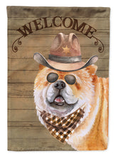 Load image into Gallery viewer, Chow Chow #2 Cowboy Dog Welcome Garden Flag – Western-Style Dog with Hat &amp; Sunglasses CK6308GF