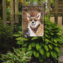 Load image into Gallery viewer, Corgi Cowboy Dog Welcome Garden Flag – Western-Style Dog with Hat &amp; Sunglasses CK6310GF