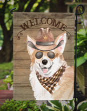 Load image into Gallery viewer, Corgi Cowboy Dog Welcome Garden Flag – Western-Style Dog with Hat &amp; Sunglasses CK6310GF