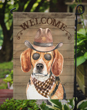 Load image into Gallery viewer, Beagle #3 Cowboy Dog Welcome Garden Flag – Western-Style Dog with Hat &amp; Sunglasses CK6318GF