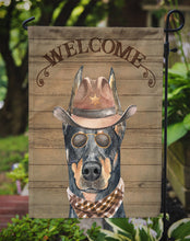 Load image into Gallery viewer, Doberman Pinscher #2 Cowboy Dog Welcome Garden Flag – Western-Style Dog with Hat &amp; Sunglasses CK6320GF