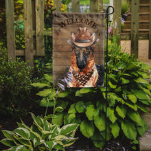 Load image into Gallery viewer, German Shepherd Cowboy Dog Welcome Garden Flag – Western-Style Dog with Hat &amp; Sunglasses CK6321GF