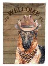 Load image into Gallery viewer, German Shepherd Cowboy Dog Welcome Garden Flag – Western-Style Dog with Hat &amp; Sunglasses CK6321GF