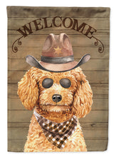 Load image into Gallery viewer, Poodle Cowboy Dog Welcome Garden Flag – Western-Style Dog with Hat &amp; Sunglasses CK6325GF