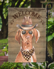Load image into Gallery viewer, Vizsla Cowboy Dog Welcome Garden Flag – Western-Style Dog with Hat &amp; Sunglasses CK6334GF