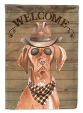 Load image into Gallery viewer, Vizsla Cowboy Dog Welcome Garden Flag – Western-Style Dog with Hat &amp; Sunglasses CK6334GF