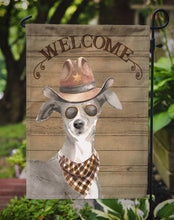 Load image into Gallery viewer, Italian Greyhound Cowboy Dog Welcome Garden Flag – Western-Style Dog with Hat &amp; Sunglasses CK6336GF