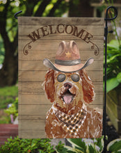 Load image into Gallery viewer, Labradoodle Cowboy Dog Welcome Garden Flag – Western-Style Dog with Hat &amp; Sunglasses CK6338GF
