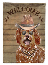 Load image into Gallery viewer, Labradoodle Cowboy Dog Welcome Garden Flag – Western-Style Dog with Hat &amp; Sunglasses CK6338GF