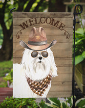 Load image into Gallery viewer, Maltese #2 Cowboy Dog Welcome Garden Flag – Western-Style Dog with Hat &amp; Sunglasses CK6342GF