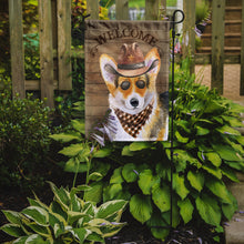 Load image into Gallery viewer, Pembroke Welsh Corgi Cowboy Dog Welcome Garden Flag – Western-Style Dog with Hat &amp; Sunglasses CK6346GF
