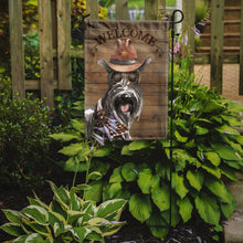 Load image into Gallery viewer, Scottish Terrier Cowboy Dog Welcome Garden Flag – Western-Style Dog with Hat &amp; Sunglasses CK6357GF