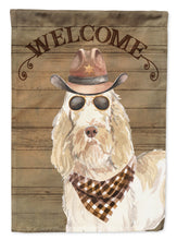 Load image into Gallery viewer, Spinone Italiano Cowboy Dog Welcome Garden Flag – Western-Style Dog with Hat &amp; Sunglasses CK6366GF