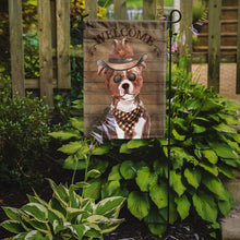 Load image into Gallery viewer, Staffordshire Bull Terrier #3 Cowboy Dog Welcome Garden Flag – Western-Style Dog with Hat &amp; Sunglasses CK6367GF