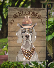 Load image into Gallery viewer, Weimaraner Cowboy Dog Welcome Garden Flag – Western-Style Dog with Hat &amp; Sunglasses CK6372GF
