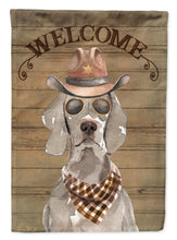 Load image into Gallery viewer, Weimaraner Cowboy Dog Welcome Garden Flag – Western-Style Dog with Hat &amp; Sunglasses CK6372GF