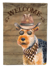 Load image into Gallery viewer, Welsh Terrier #2 Cowboy Dog Welcome Garden Flag – Western-Style Dog with Hat &amp; Sunglasses CK6374GF