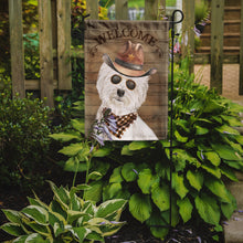 Load image into Gallery viewer, West Highland White Terrier Cowboy Dog Welcome Garden Flag – Western-Style Dog with Hat &amp; Sunglasses CK6375GF