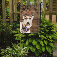 Load image into Gallery viewer, Wheaten Terrier Cowboy Dog Welcome Garden Flag – Western-Style Dog with Hat &amp; Sunglasses CK6376GF