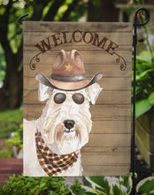 Load image into Gallery viewer, Wheaten Terrier Cowboy Dog Welcome Garden Flag – Western-Style Dog with Hat &amp; Sunglasses CK6376GF
