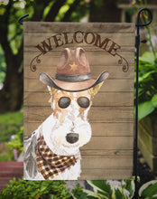 Load image into Gallery viewer, Fox Terrier Cowboy Dog Welcome Garden Flag – Western-Style Dog with Hat &amp; Sunglasses CK6378GF